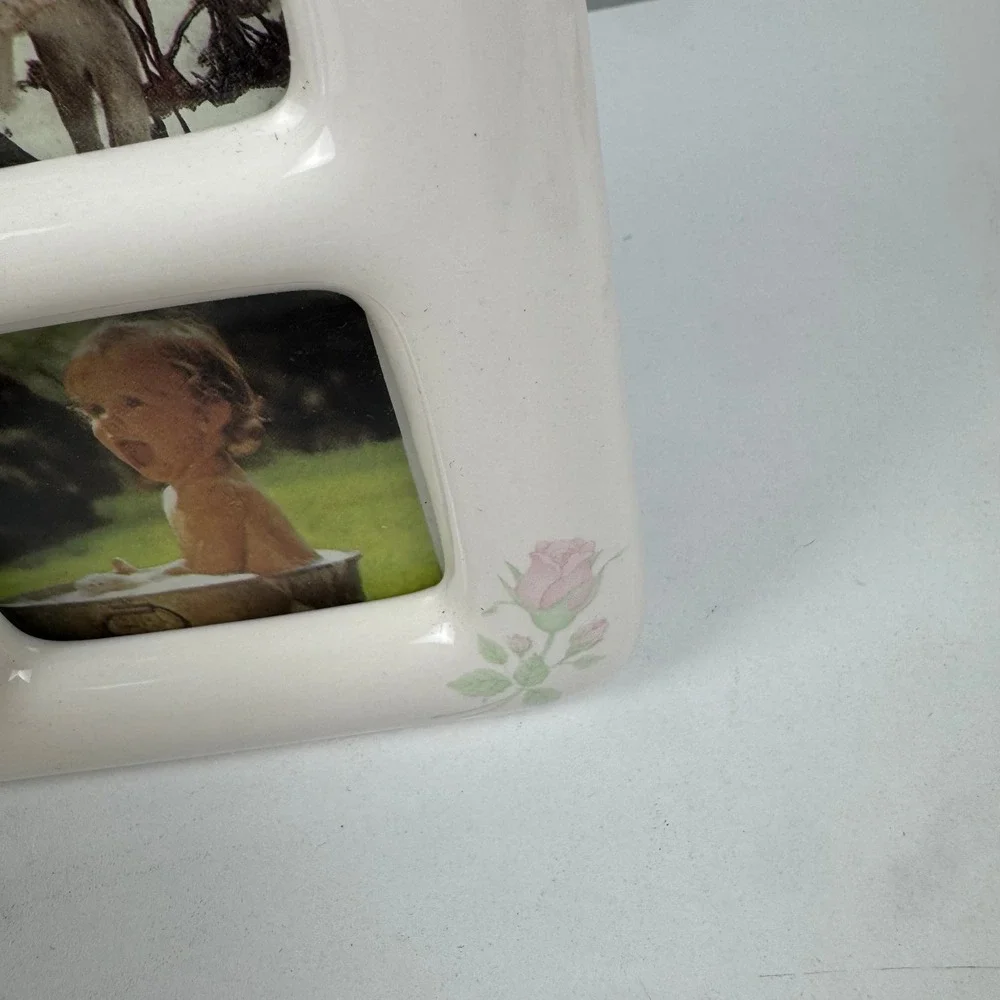Vtg Floral Triple Picture‎ Frame Coquette Cottagecore Rose Photo Frame